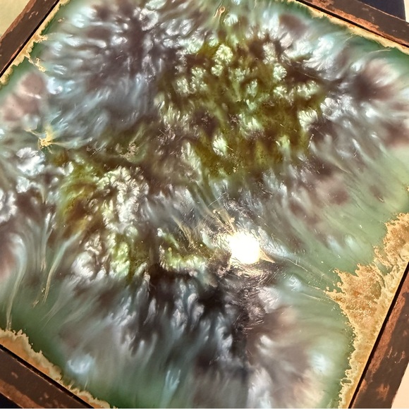 Vintage MCM Pomona Ceramic Tile Co. Abstract Fluid Art, Handmade Frame Trivet - Picture 6 of 6